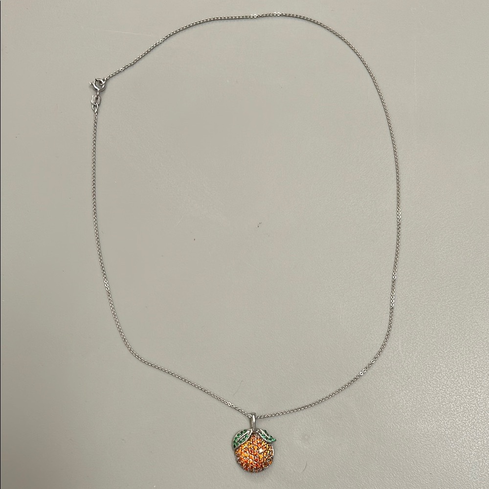 Elegant Silver Necklace with Orange Pendant